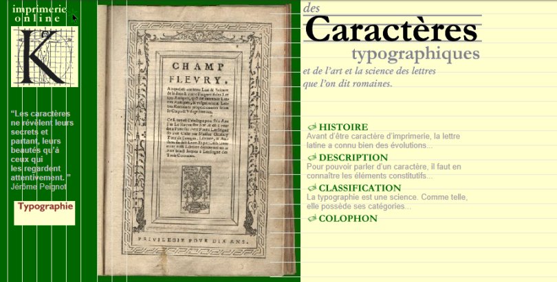 Ancienne versions de Caractères typographiques