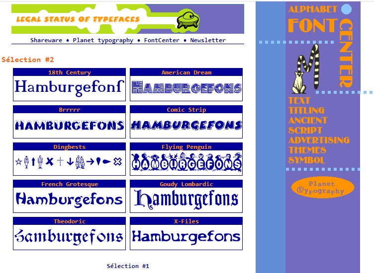 Ancienne version de Fontcenter en allemand