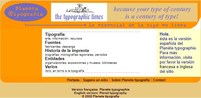 Ancienne version de Planète typographie en espagnol