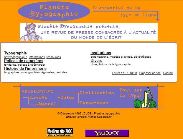 Anciennes versions de Planète typographie