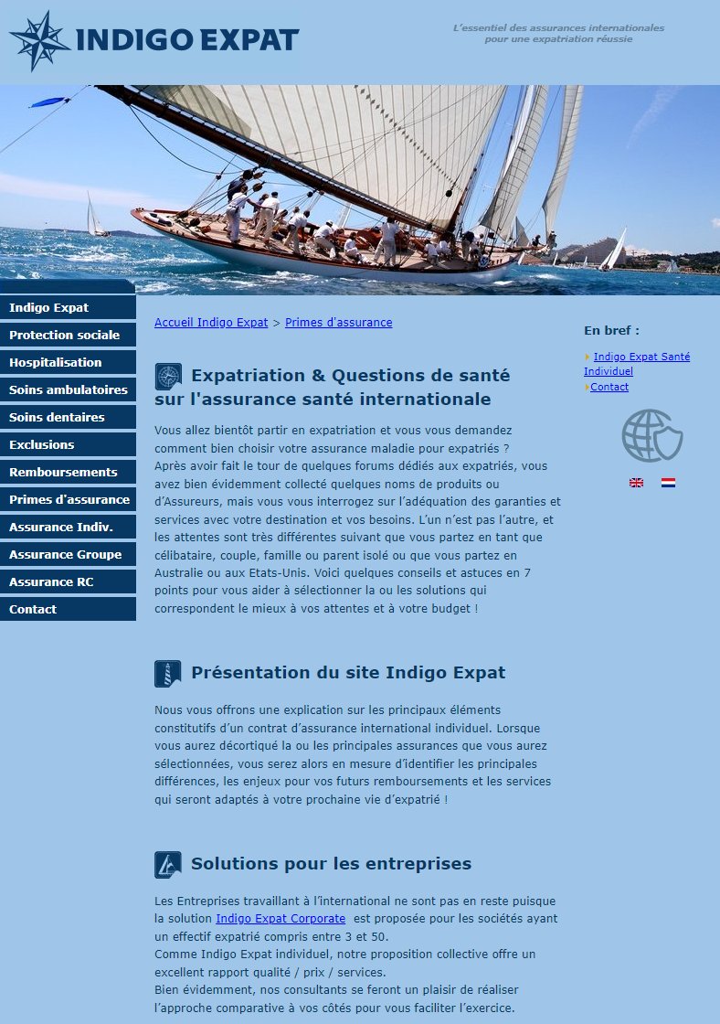 Ancien site Indigo Expat Assurance Santé pour Expatriés