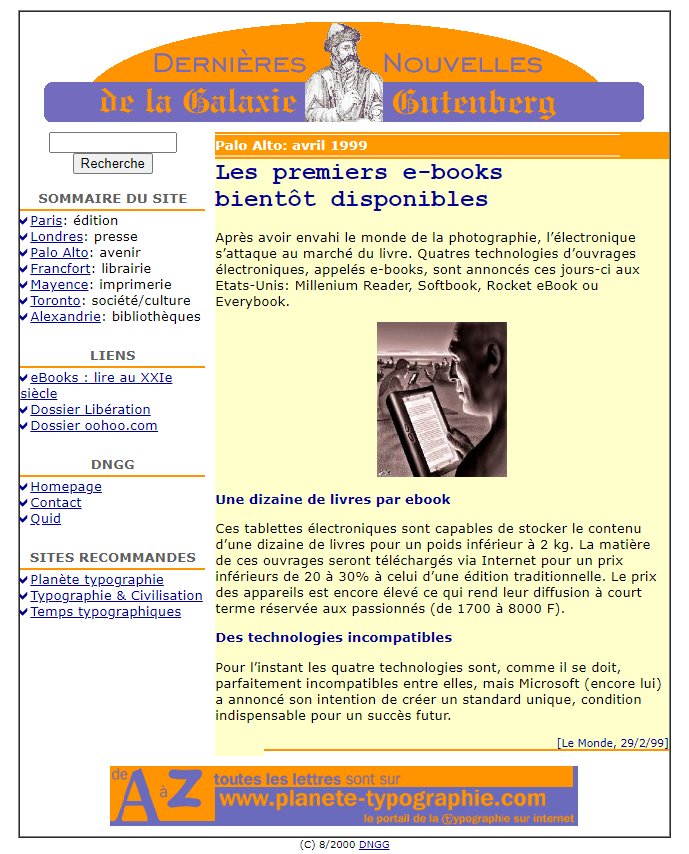 Dernières Nouvelles de la Galaxie Gutenberg