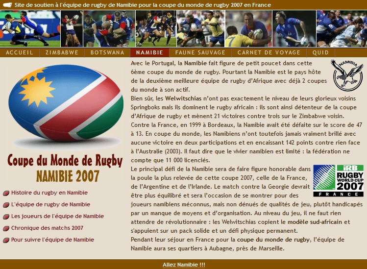 La Namibie à la Coupe du Monde de Rugby 2007